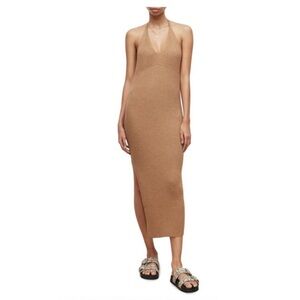 AllSaints Lexi Rib Metallic Halter Dress